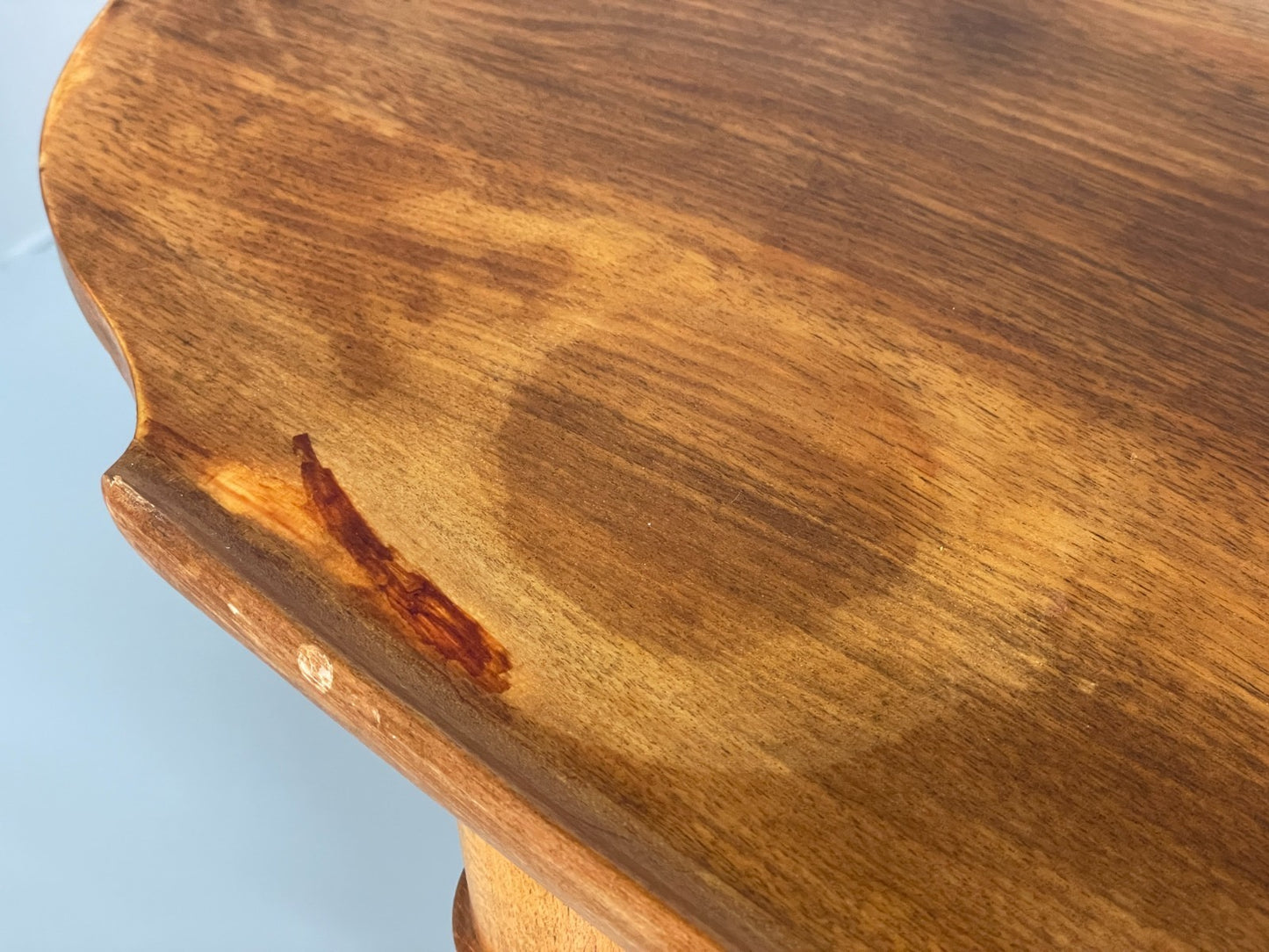 Vintage Walnut Coffee Table - Carved 1960s Magazine Rack Brass EB10874 MWOO22