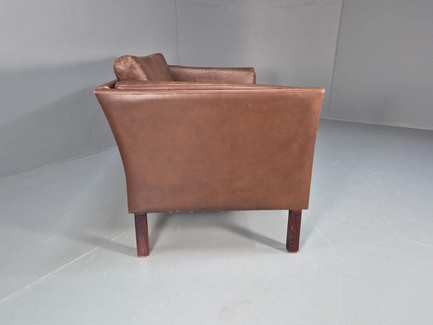 Vintage Danish Two Seater Sofa Brown Leather Mid Century Design 70s EB10070 M2SS13