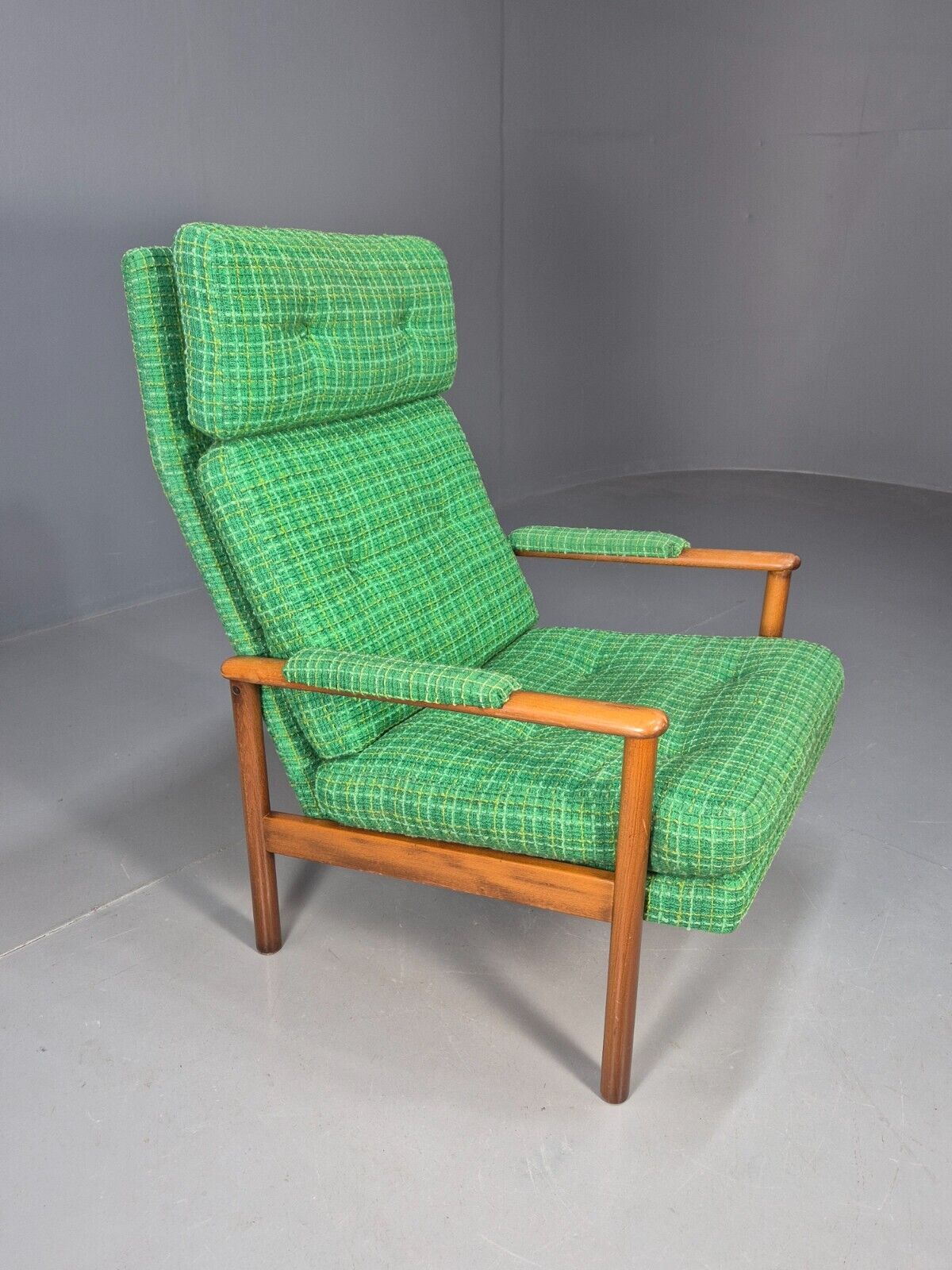 Vintage Danish Lounge Chair Green Wool Beech Frame Retro 1960s MCM EB8502 MNOR - UKDK FURNITURE