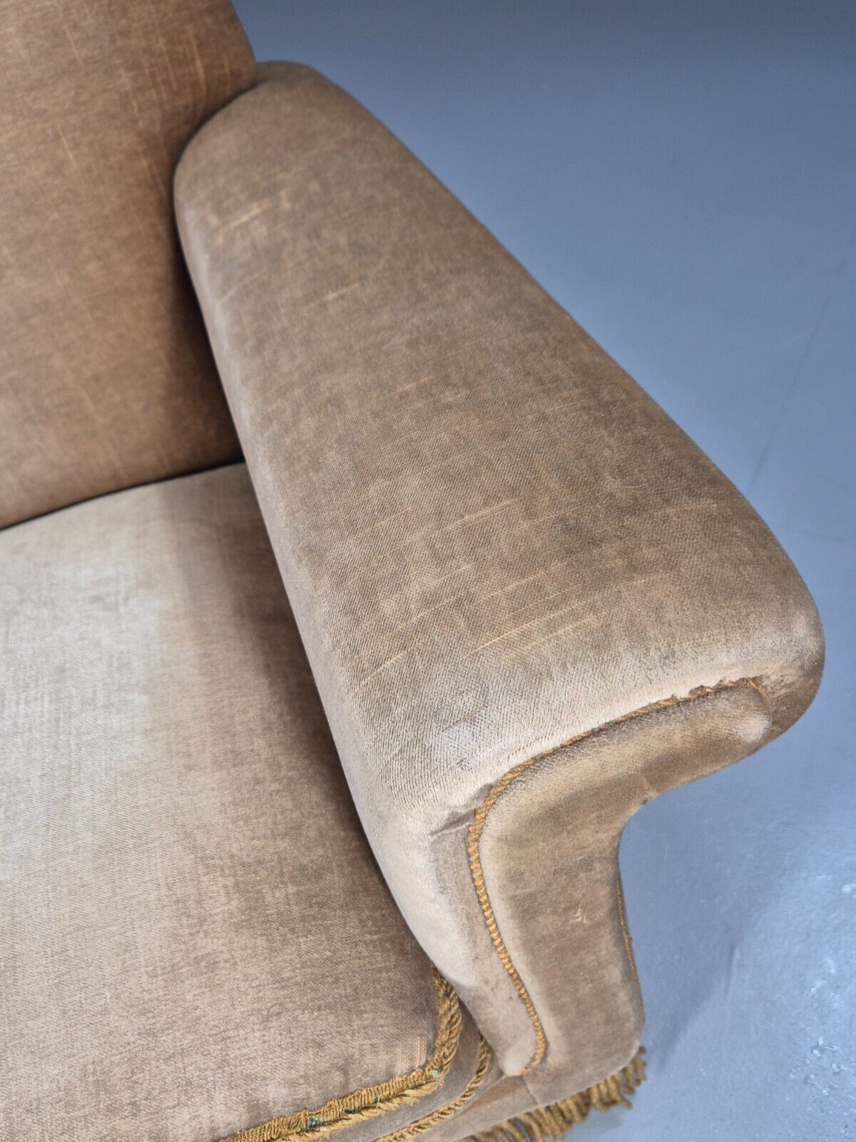 Vintage Danish Lounge Chair Gold Velour Tassels 1960s Retro MCM EB8947 VCLO - UKDK FURNITURE