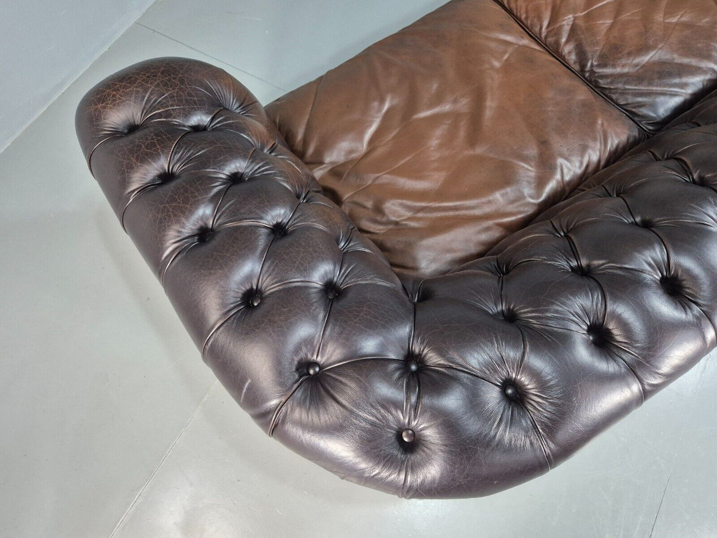 Vintage 3 Seat Chesterfield Sofa Brown Leather Deep Buttoned EB8172 VCHE - UKDK FURNITURE