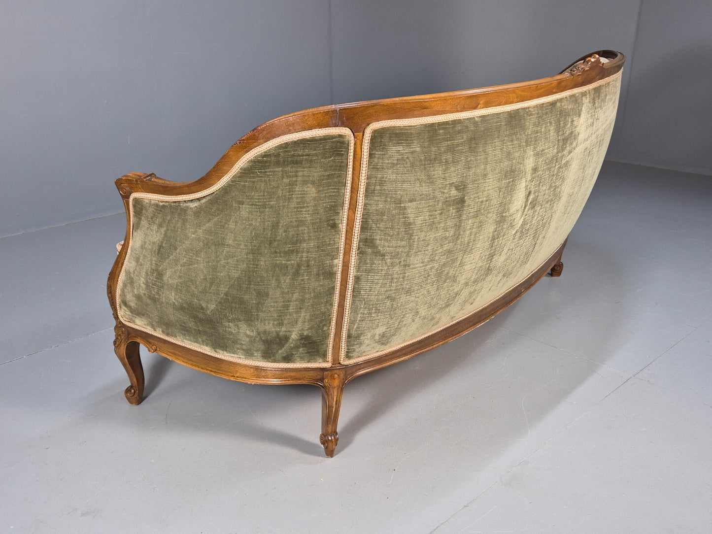 Vintage Danish Rococo Style Settee 3 Seat Green and Brown Floral EB9553 V3SS - UKDK FURNITURE