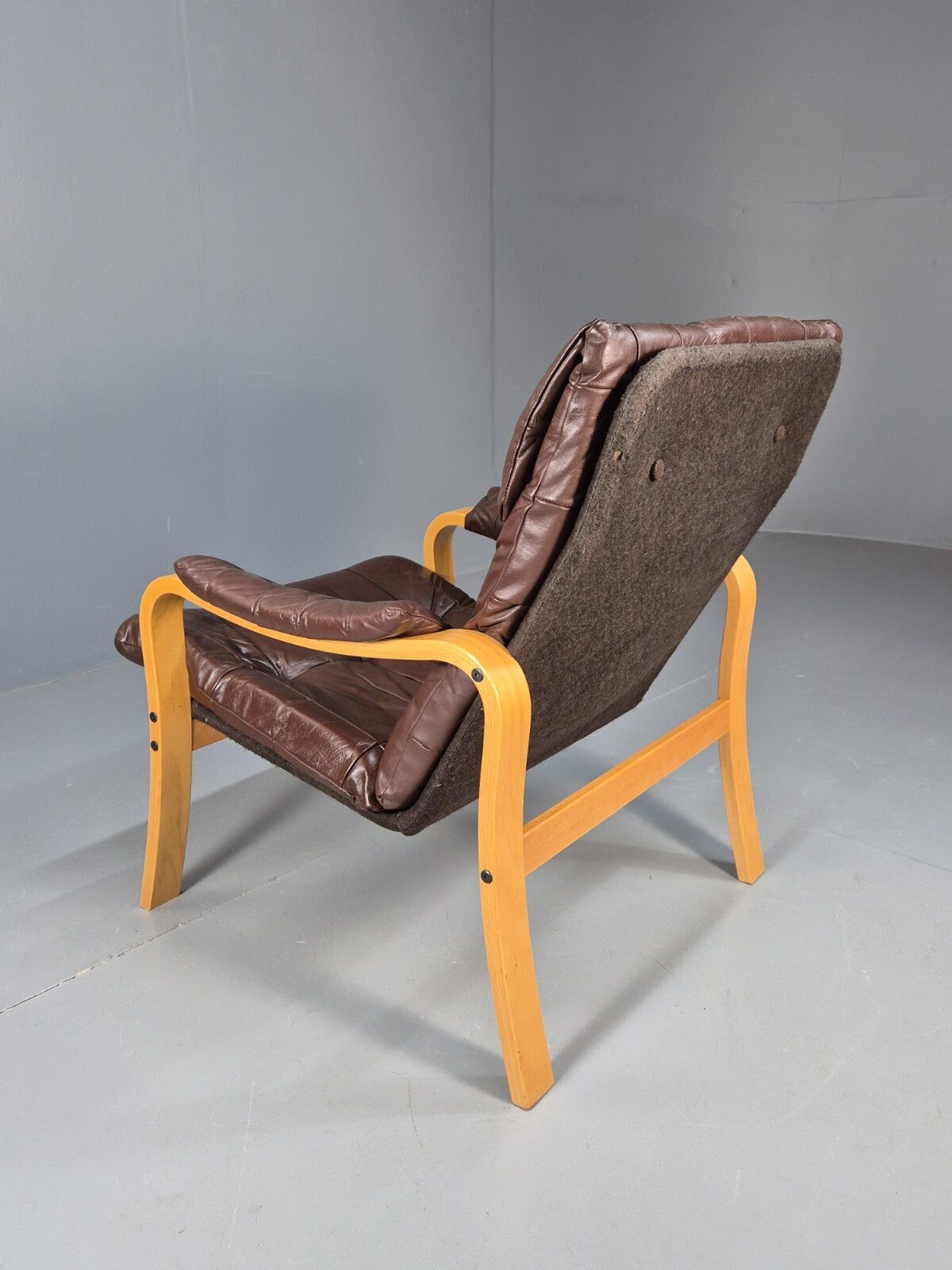 Brown Leather Bentwood Armchair Danish Modern Design Mid Century EB9248 MBEN - UKDK FURNITURE
