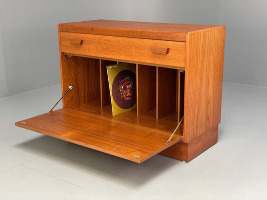 Vintage Teak Record Cabinet 1970s Retro Drawer Adjustable EB9817 MWOO - UKDK FURNITURE