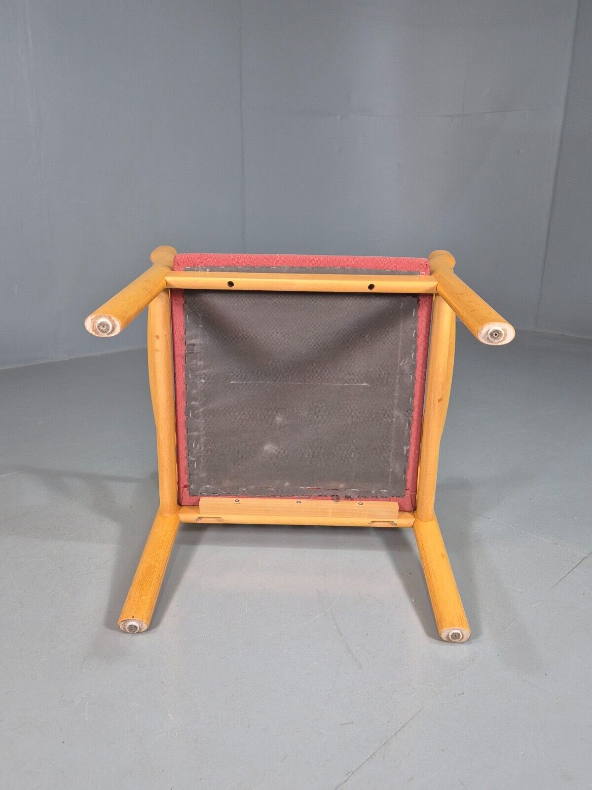 Vintage Danish Lounge Chair Red Cotton Beech Wood Frame 1980s Retro EB7490 MNOR - UKDK FURNITURE