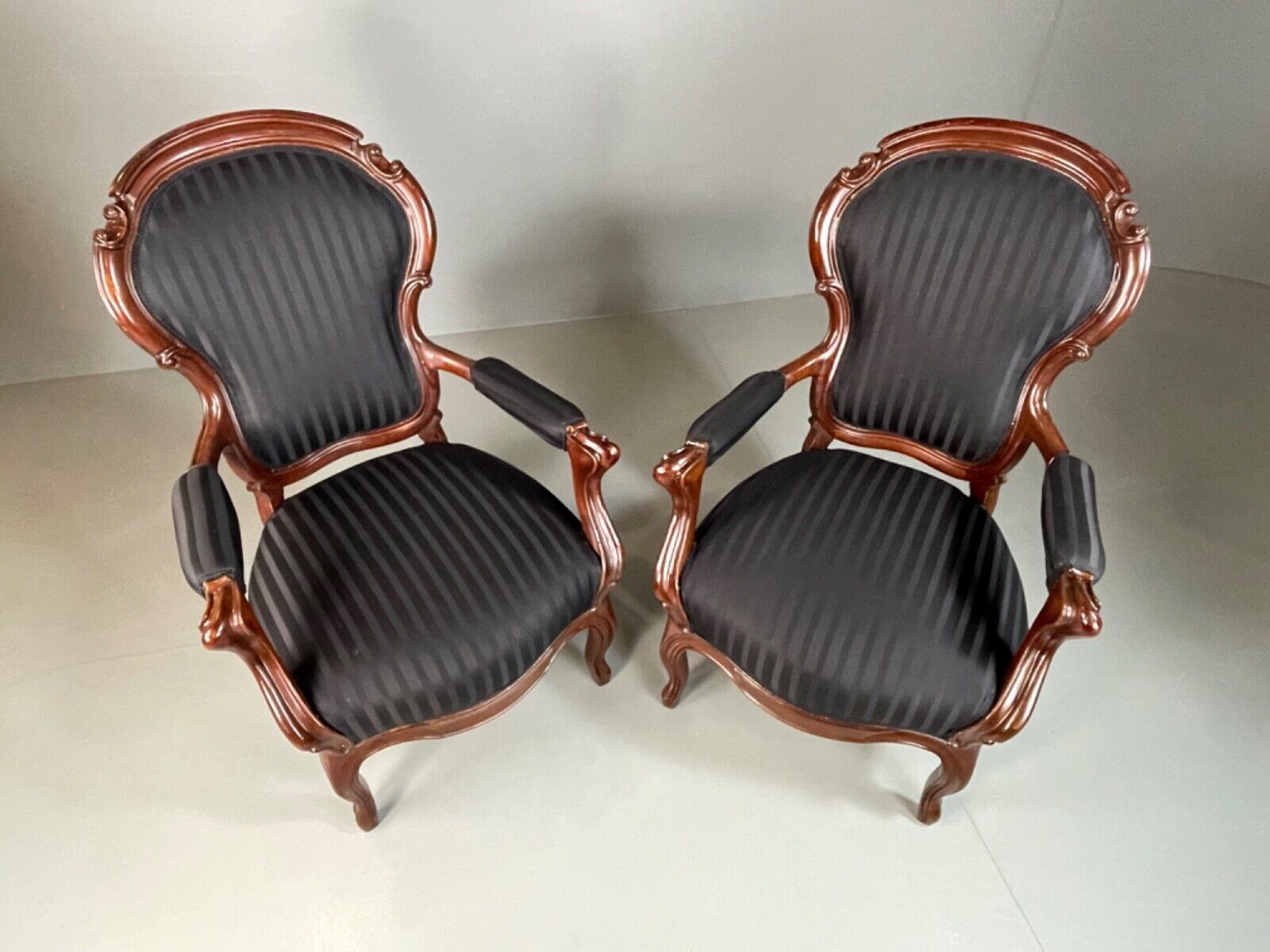 EB4818 Two Danish Balloon back Mahogany Framed Chairs, Antique, Vintage VCAR - UKDK FURNITURE