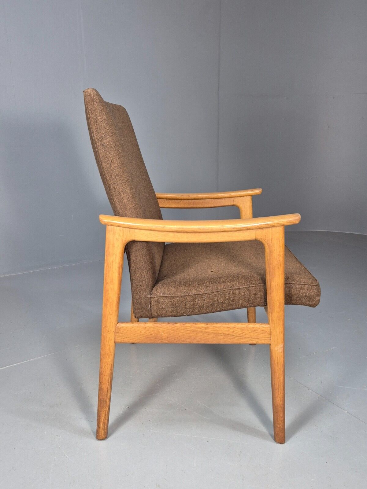 Vintage Danish Elbow Chair Green Wool Oak Frame Hong Stolefabrik MCM EB8485 MDIN - UKDK FURNITURE