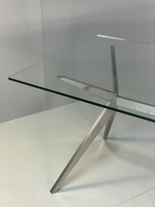 Glass & Chrome Dining Table By Calligaris Modern Minimal Design EB10357 MWOO1