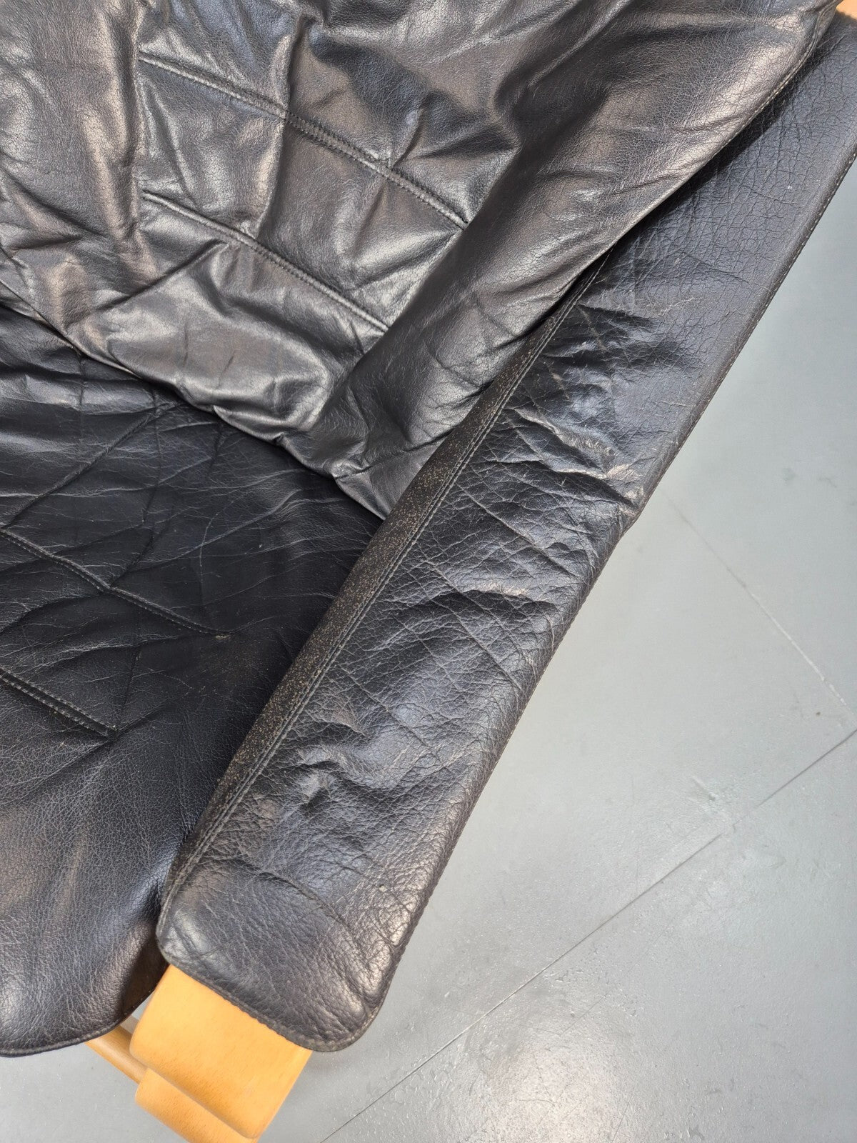 Vintage Skippers Apollo Chair Black Leather Bentwood Frame 1980s MCM EB9292 MBEN - UKDK FURNITURE