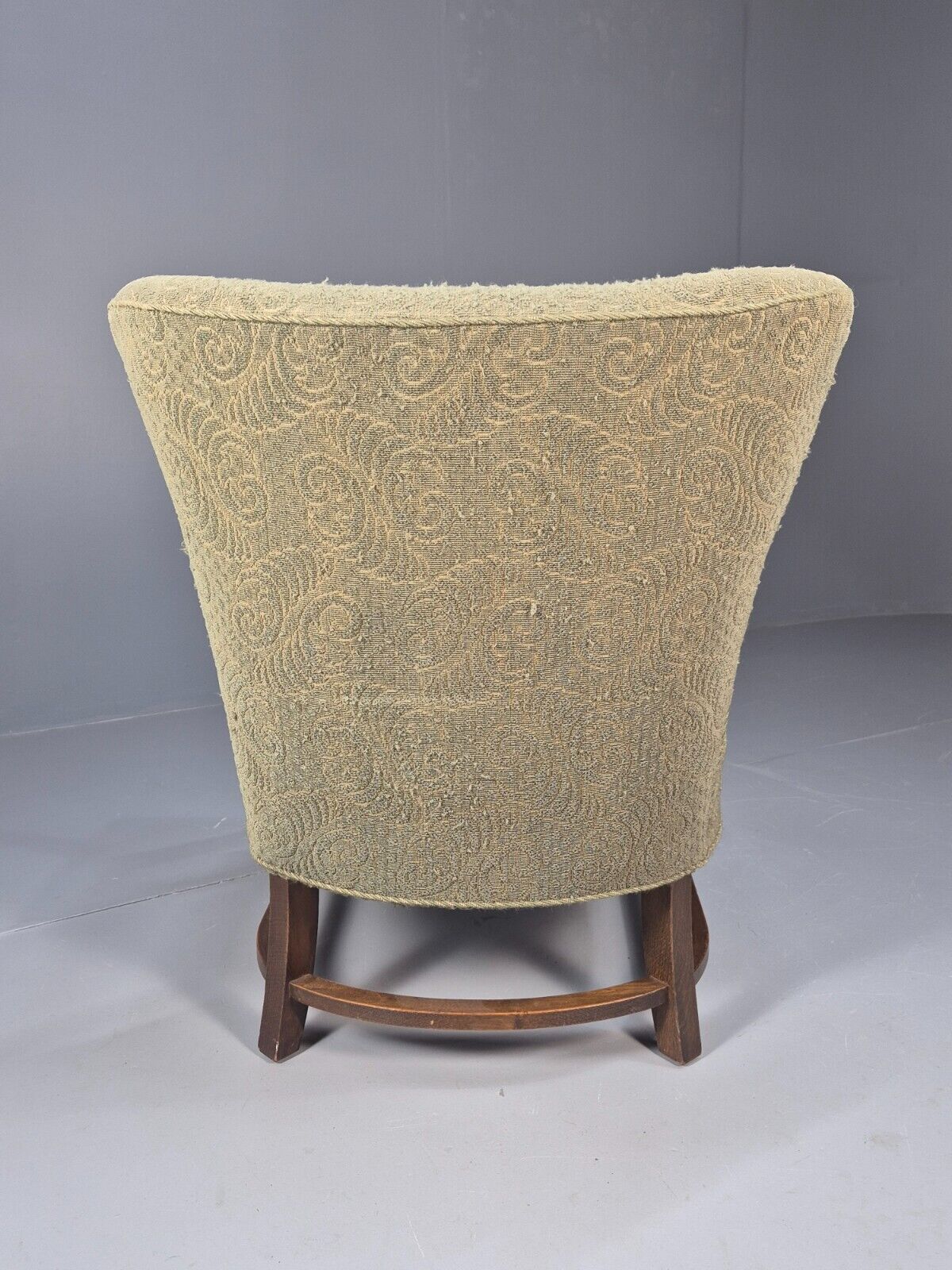 Vintage Danish Lounge Chair Green Moquette Carved Oak Frame 1940s EB8998 VCLO - UKDK FURNITURE