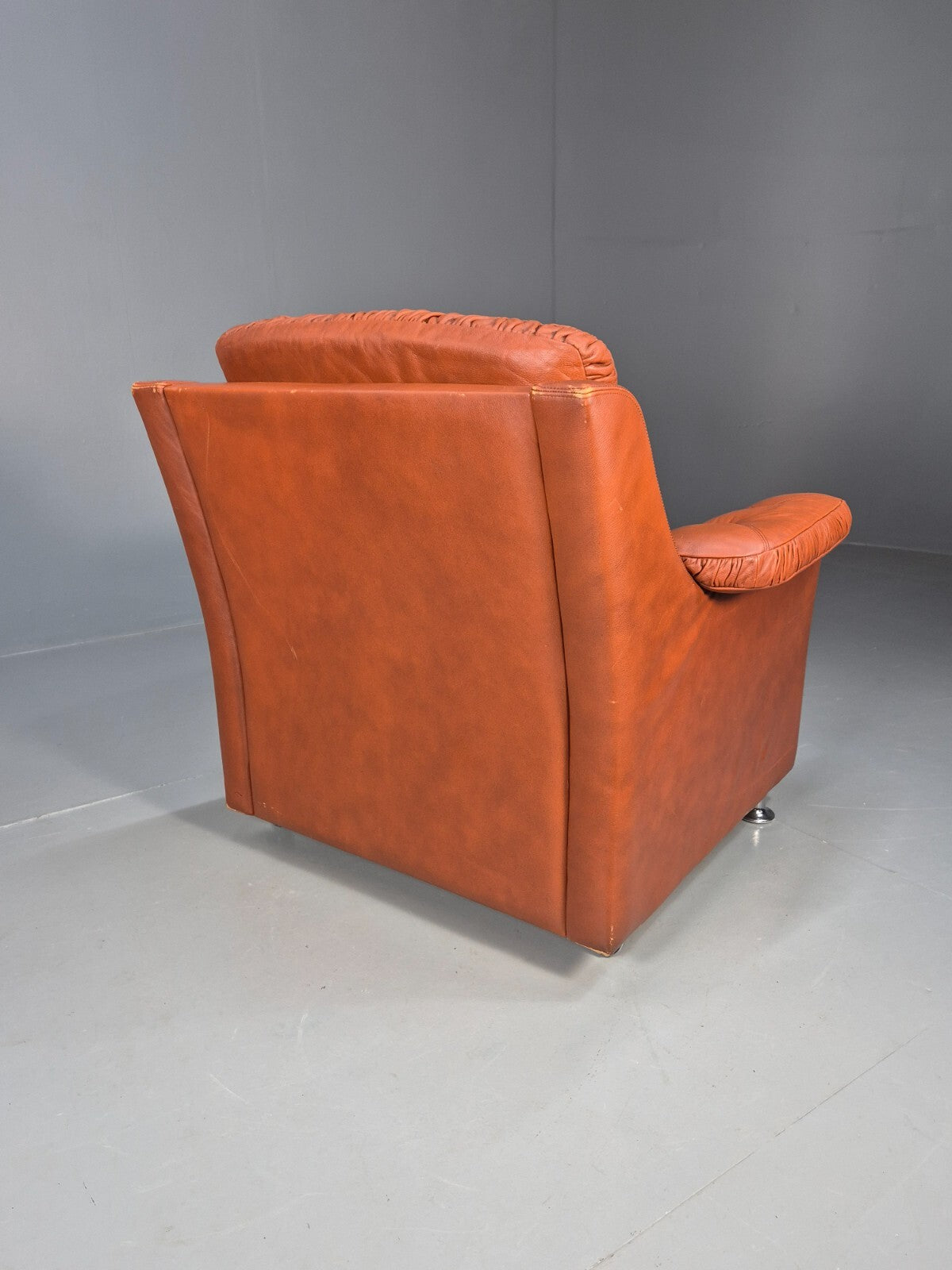 Vintage Danish Lounge Char Tan Leather 1970s Retro MCM EB8478 MNOR - UKDK FURNITURE