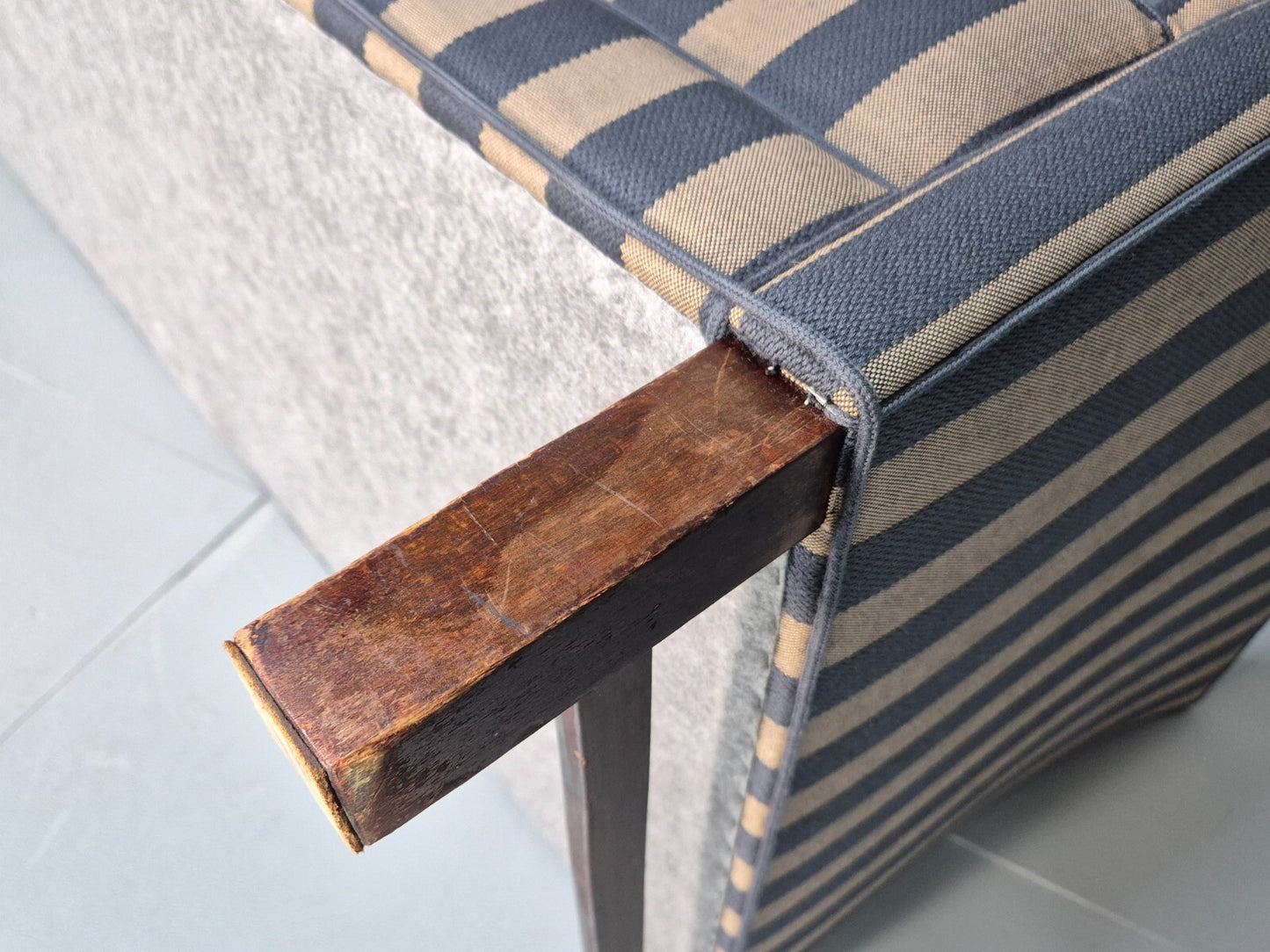 Vintage Danish 1950s Striped Sofa Mid Century Modern Shape Retro EB9559 M3SS - UKDK FURNITURE