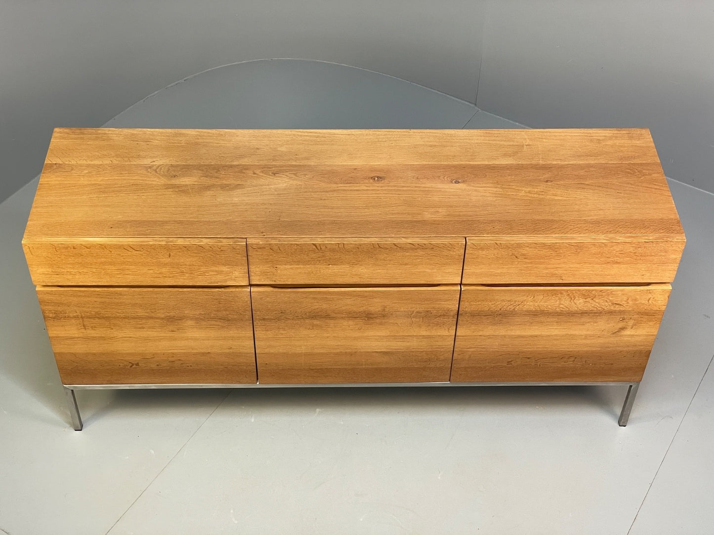 Modern Solid Oak Sideboard Ligna By Ethnicraft Steel Base EB9836 MWOO - UKDK FURNITURE