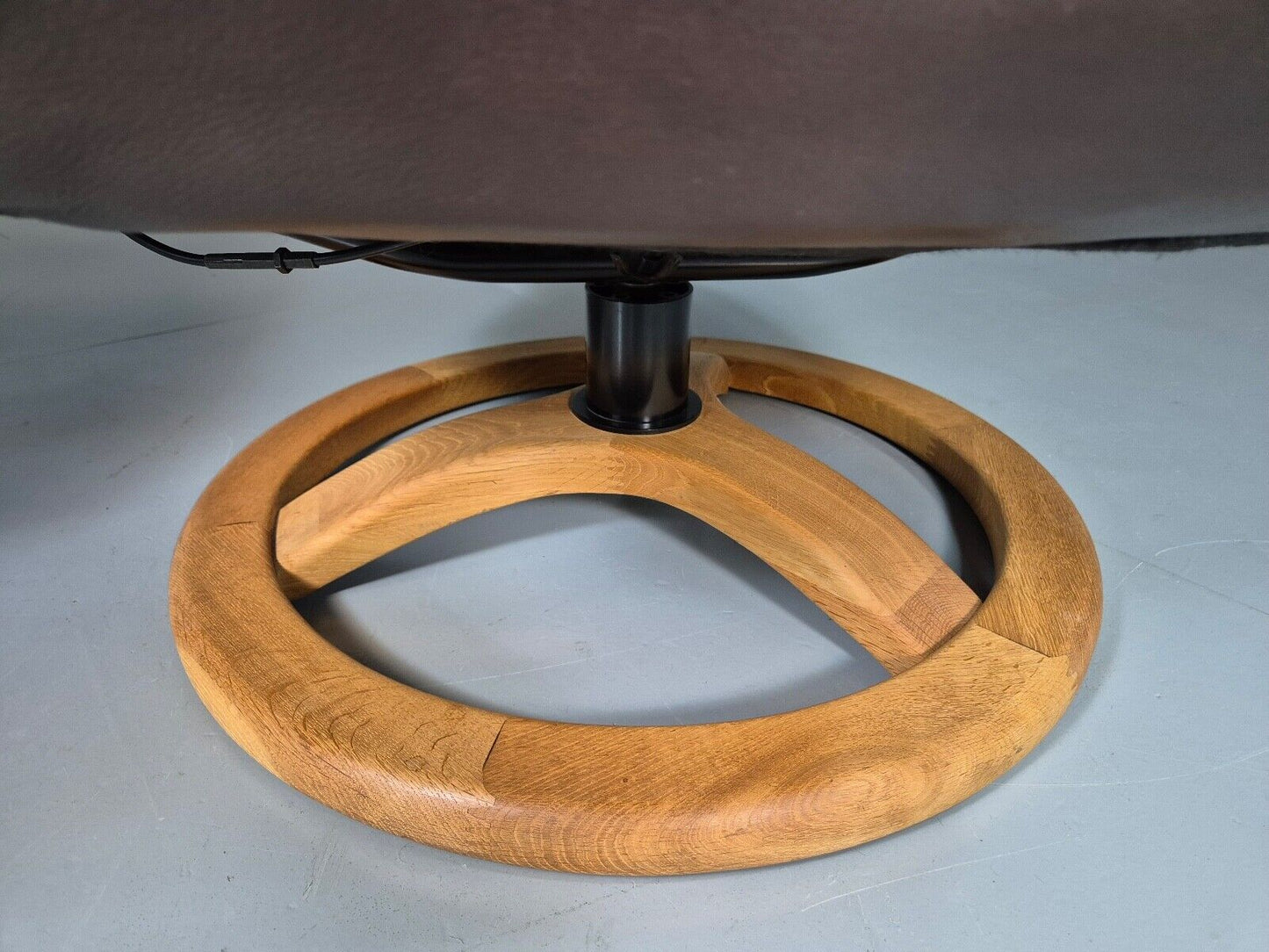 Vintage Danish Swivel Lounge Chair Footstool Brown Leather Retro EB7507 MSWI - UKDK FURNITURE