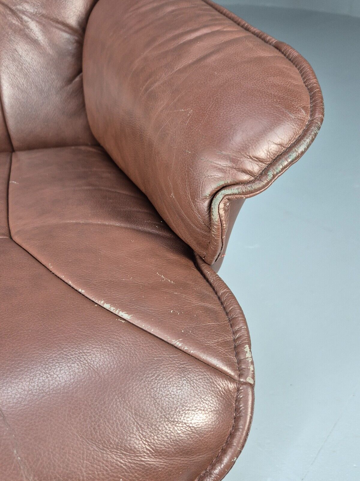 Vintage Danish Swivel Chair Recliner Knudsen Style Brown Leather EB8787 MSWI - UKDK FURNITURE