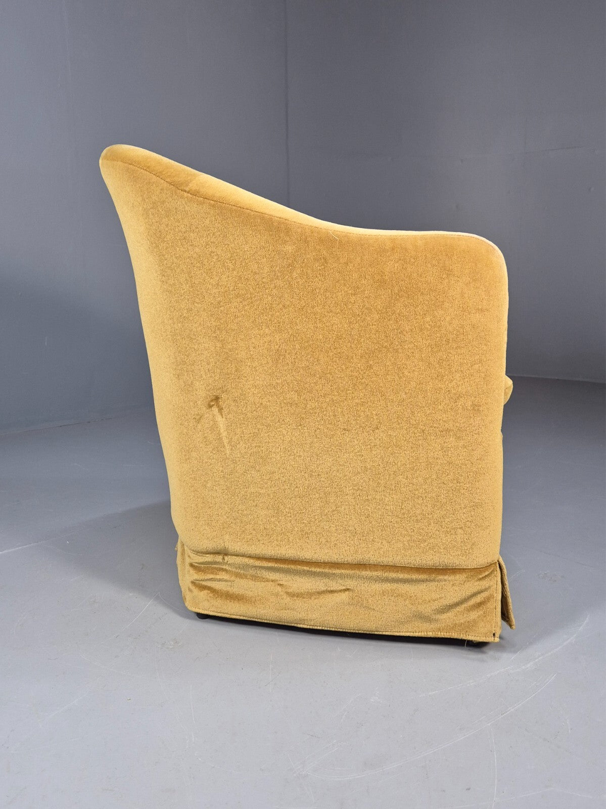 Vintage Danish Gold Velour Tub Chair Deco Stylings Skirted 1980s EB9007 VCLO - UKDK FURNITURE