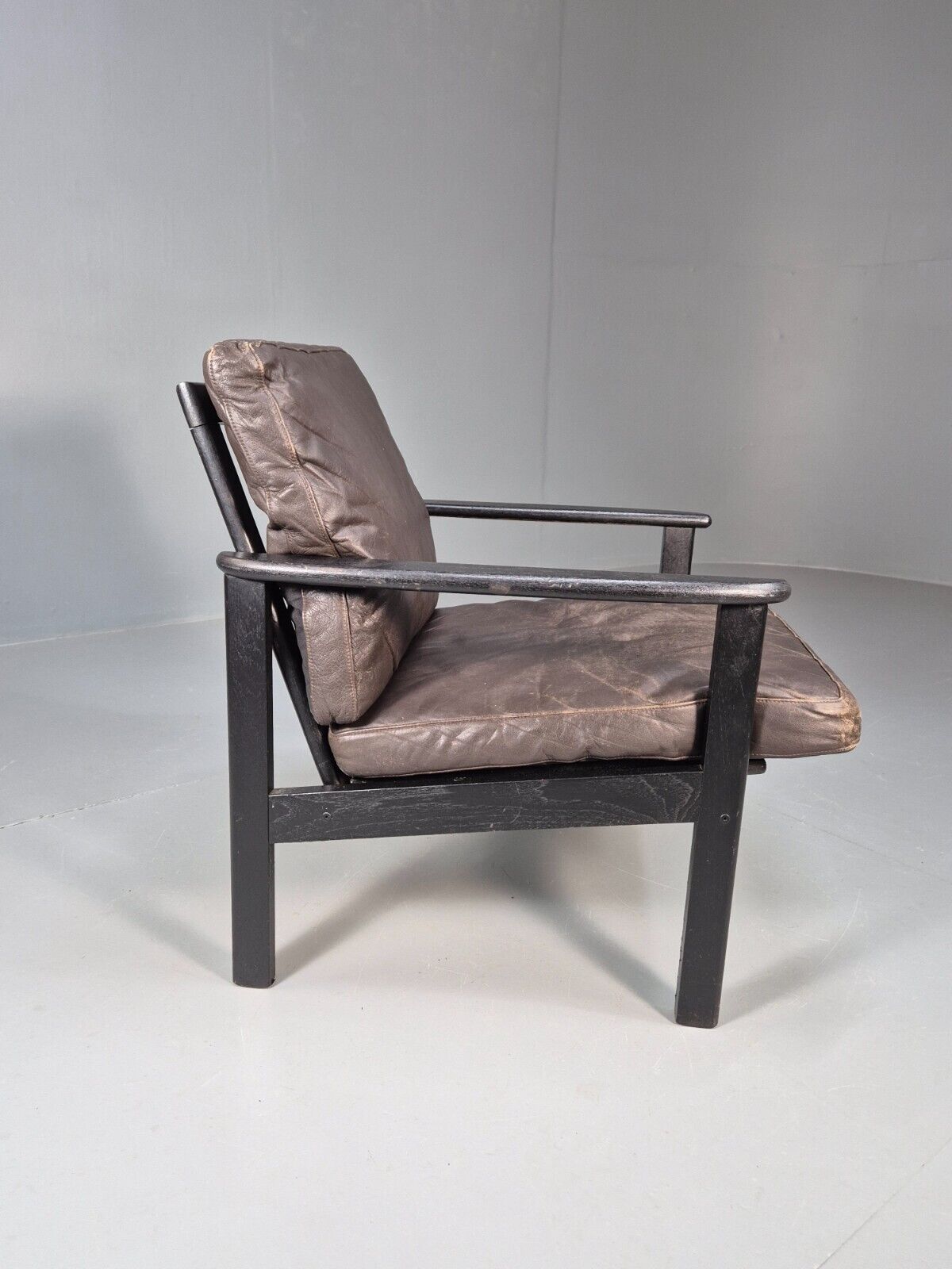 Vintage Danish Lounge Chair Brown Leather Beech Frame 1960s Retro EB8965 MNOR - UKDK FURNITURE
