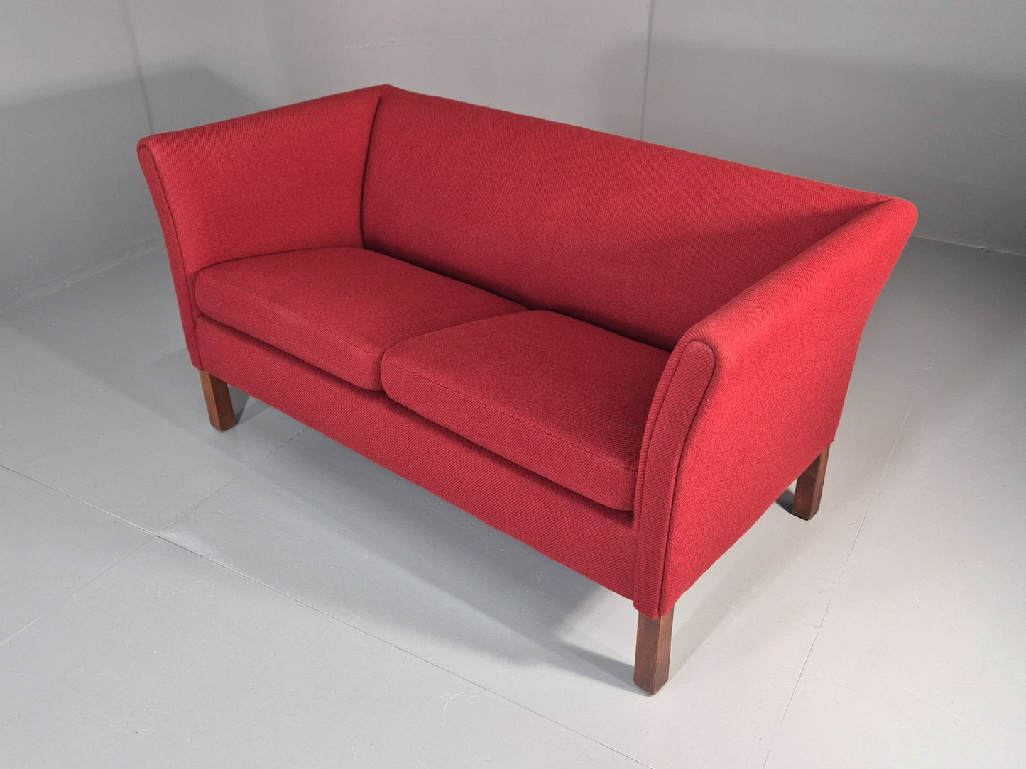 Vintage Danish Two Seater Sofa Mid Century Modern Retro Red Wool EB11363 M2SS19