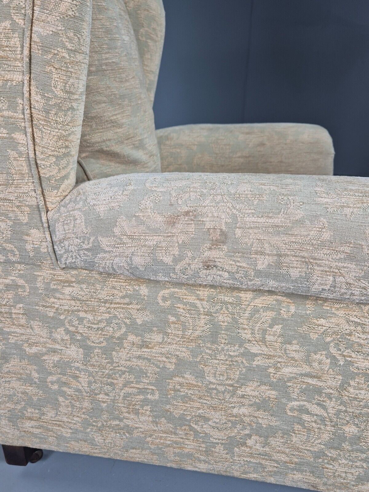 Vintage Wing Back Lounge Chair Floral Damask Edwardian Antique EB7787 MNOR - UKDK FURNITURE