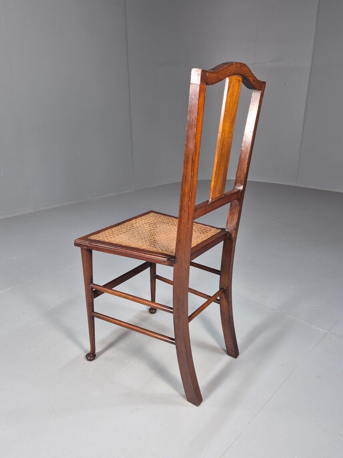 Vintage Dining Chair Rattan Mahogany Pad Feet Antique EB9150 VDIN - UKDK FURNITURE