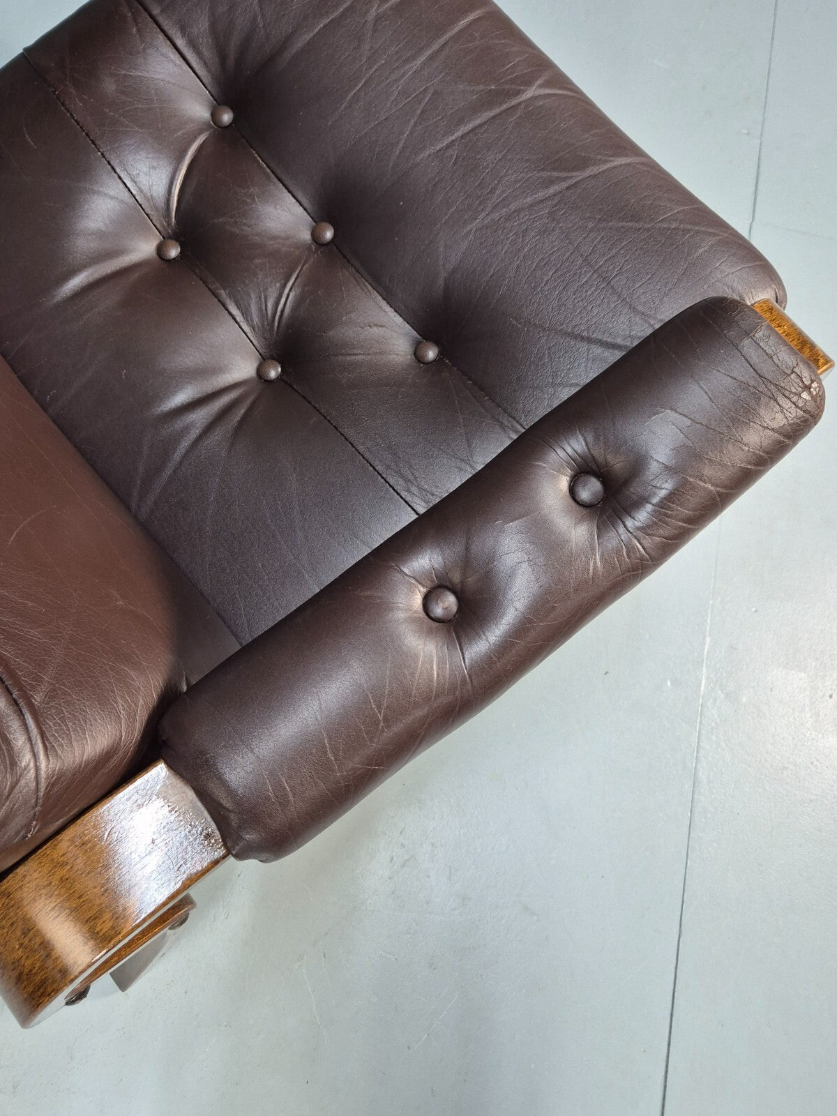Vintage Danish Brown Leather and Vinyl Chair Bentwood Retro MCM EB9280 MNOR - UKDK FURNITURE