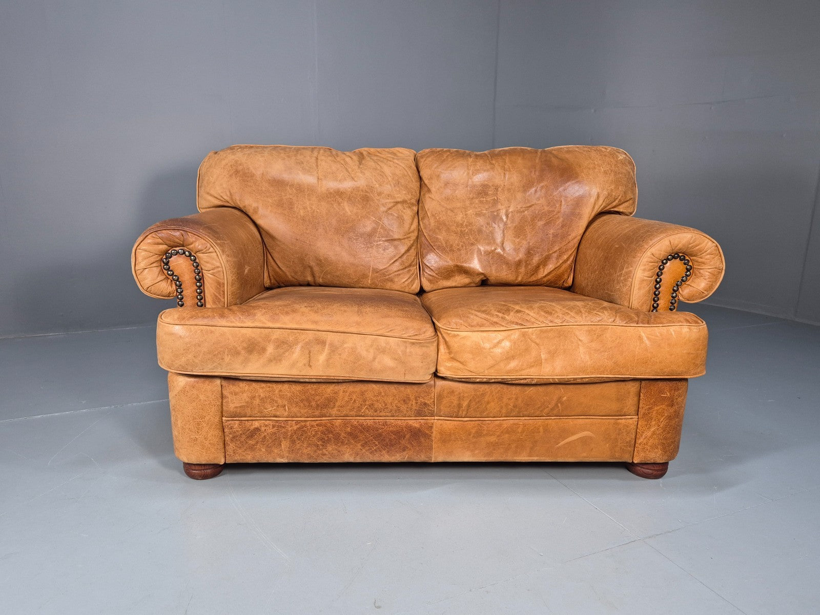 Leather Two Seat Cottage Settee Vintage Danish Quality 1990s  EB10637 M2SS2