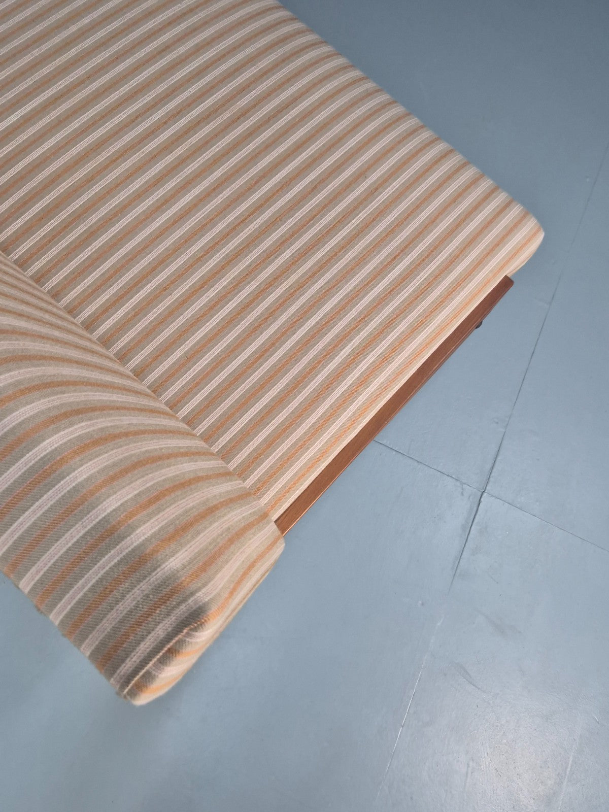 Danish Mid Century Day Bed Teak and Striped Cotton 1960s Retro EB10408 M4SS12