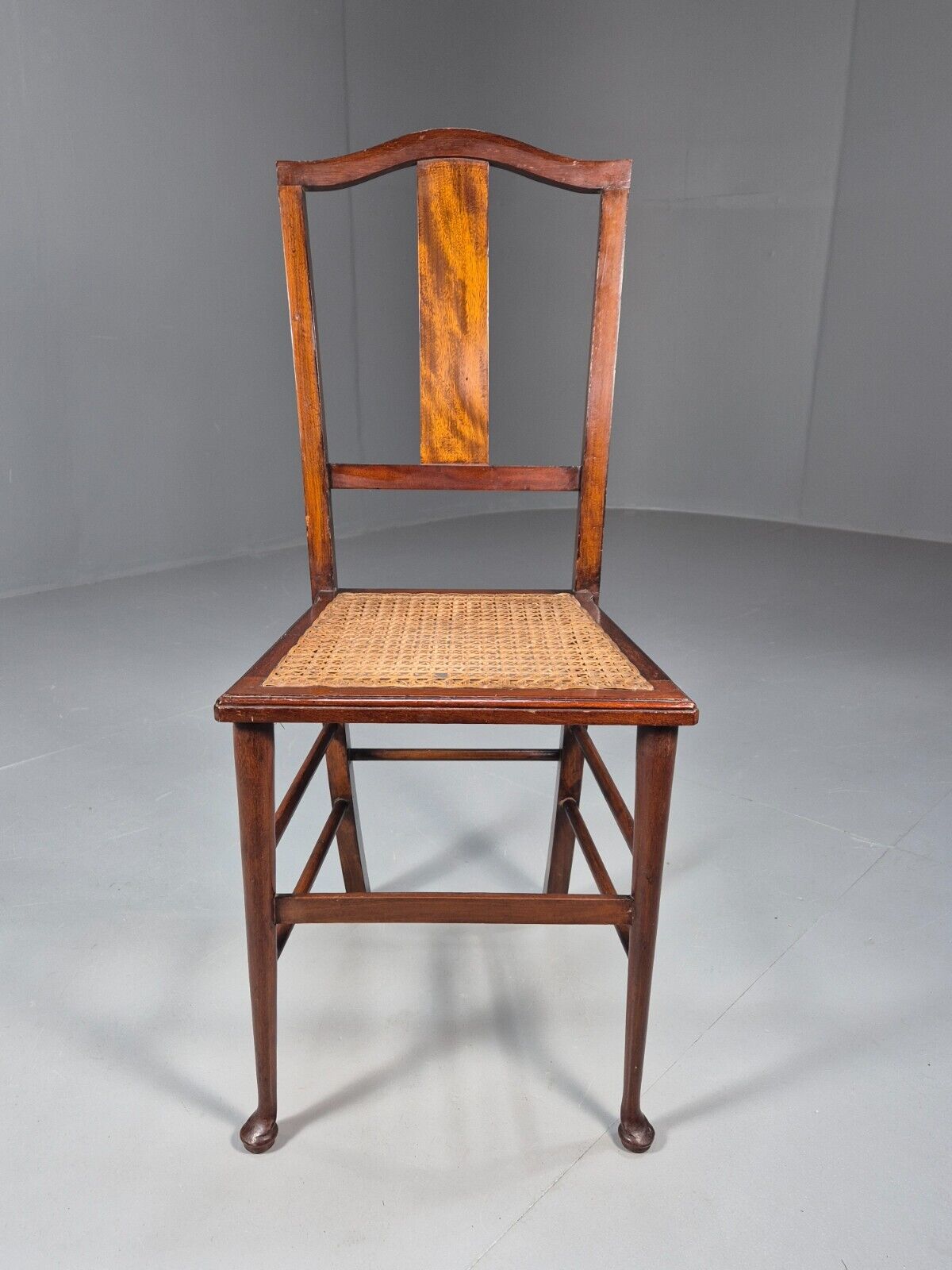 Vintage Dining Chair Rattan Mahogany Pad Feet Antique EB9150 VDIN - UKDK FURNITURE