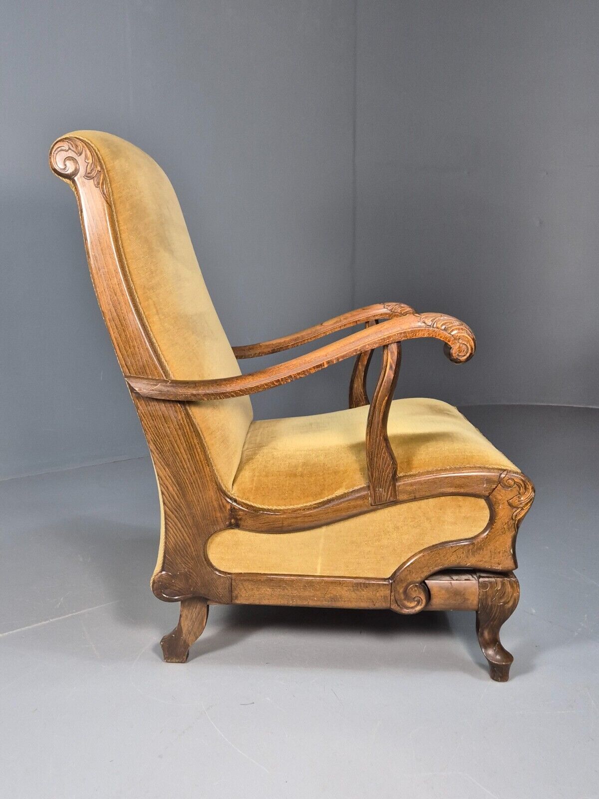 Vintage Danish Rocking Chair Beech and Gold Velour 1940s Retro EB9054 VCLO - UKDK FURNITURE