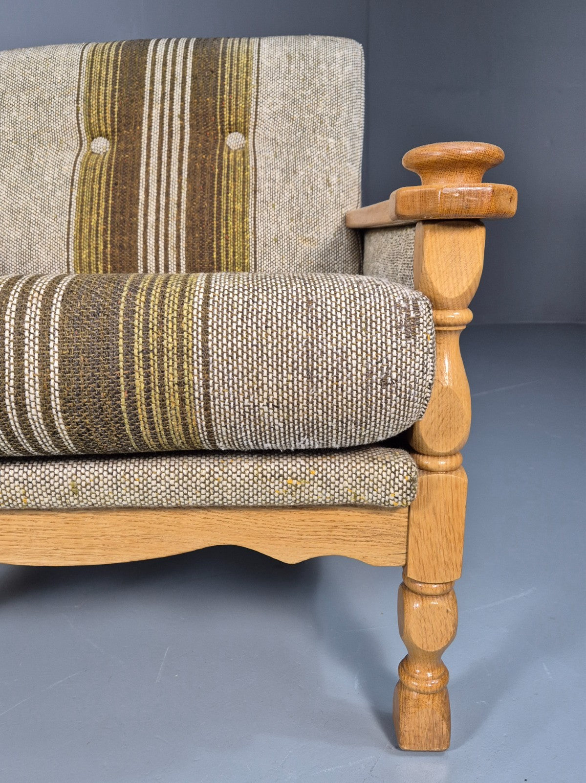 Vintage Danish Kjaernulf Style Oak and Wool Lounge Chair 1970s EB9714 MNOR - UKDK FURNITURE