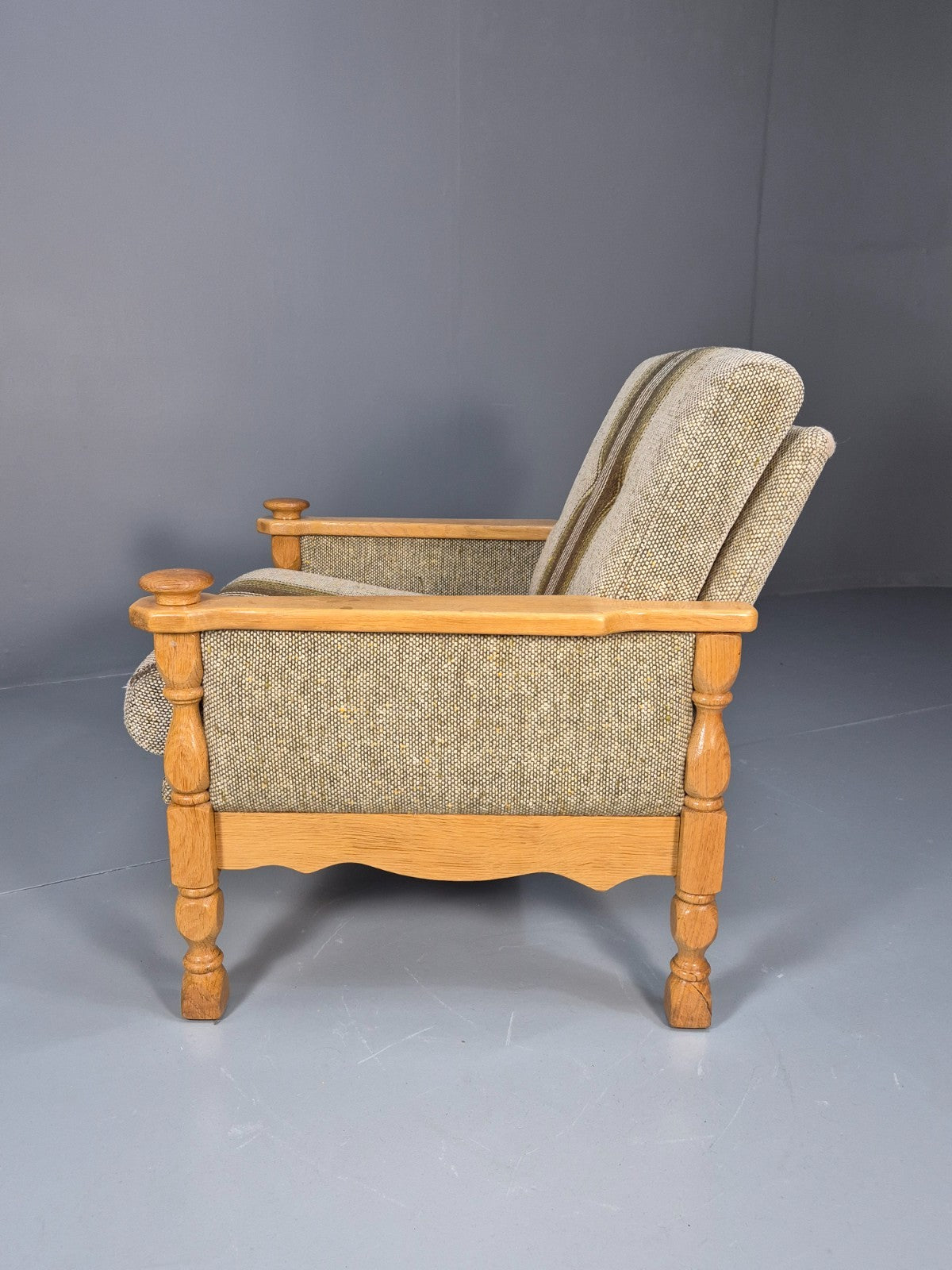 Vintage Danish Kjaernulf Style Oak and Wool Lounge Chair 1970s EB9596 MNOR - UKDK FURNITURE