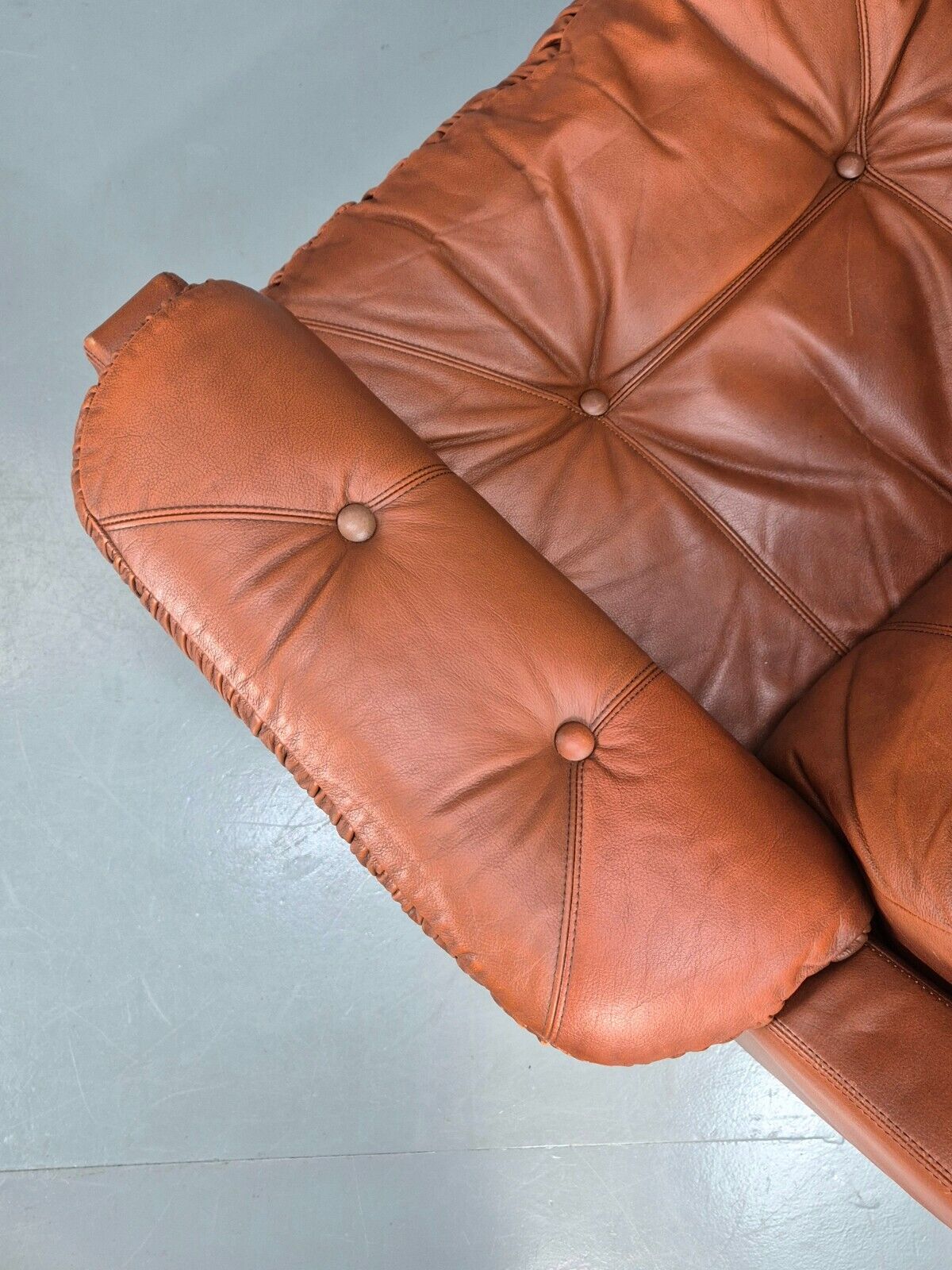 Vintage Danish Lounge Char Tan Leather 1970s Retro MCM EB8478 MNOR - UKDK FURNITURE