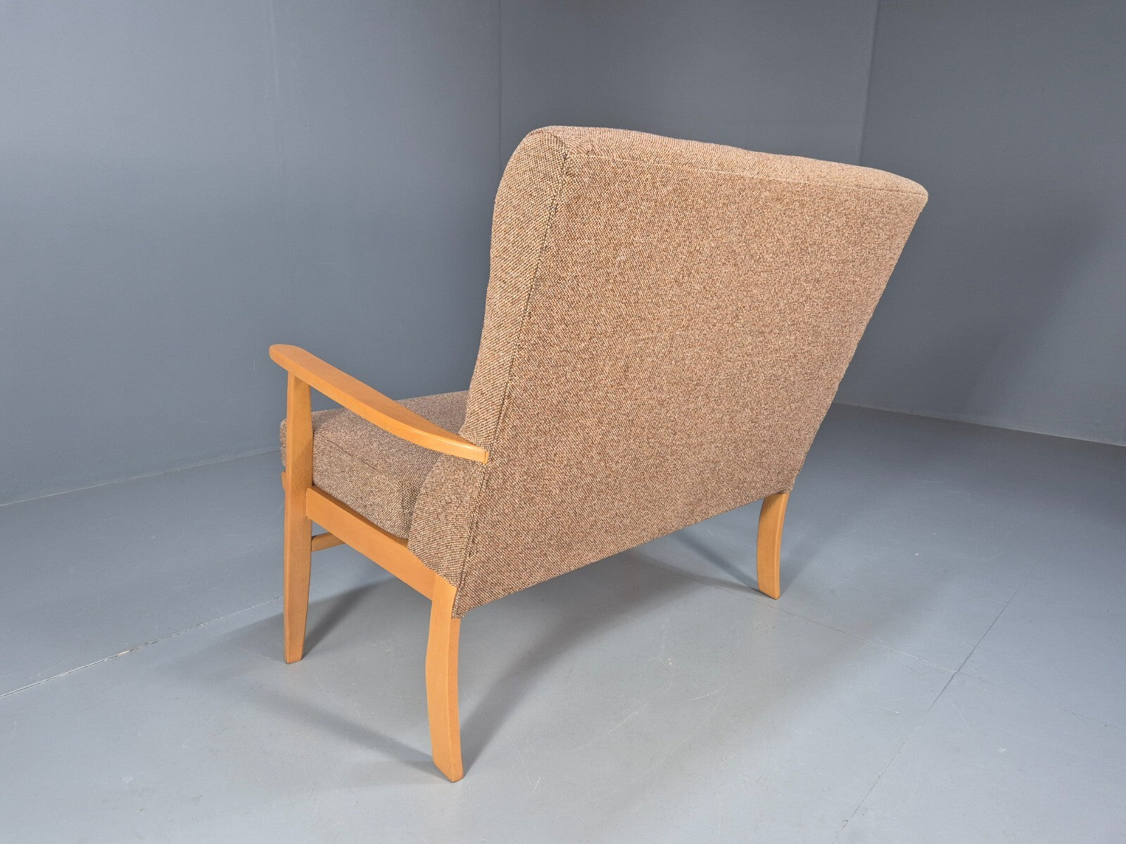 Vintage 2 Seater Sofa Beige Fabric Beech Frame Danish Design EB9490 M2SS - UKDK FURNITURE