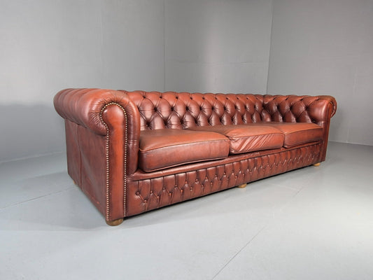 Three Seater Red Leather Chesterfield Quality Version Retro EB11031 VCHE1