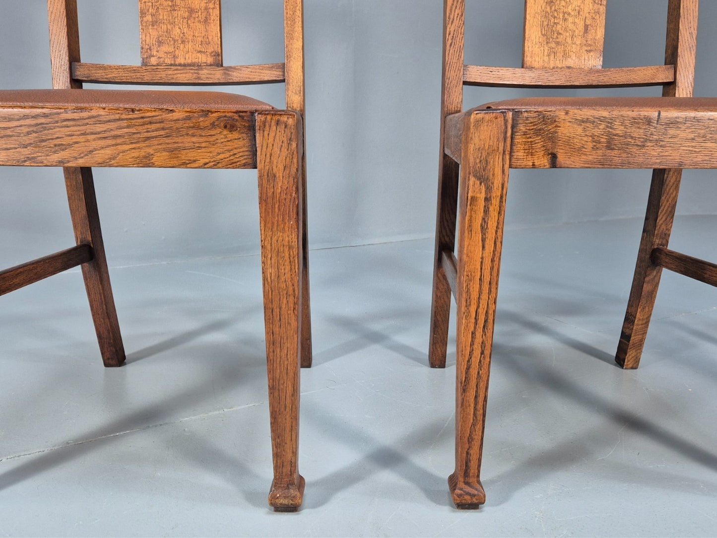 3 Arts and Crafts Heals style Oak Dining Chairs 1920s EB10695 VDIN4