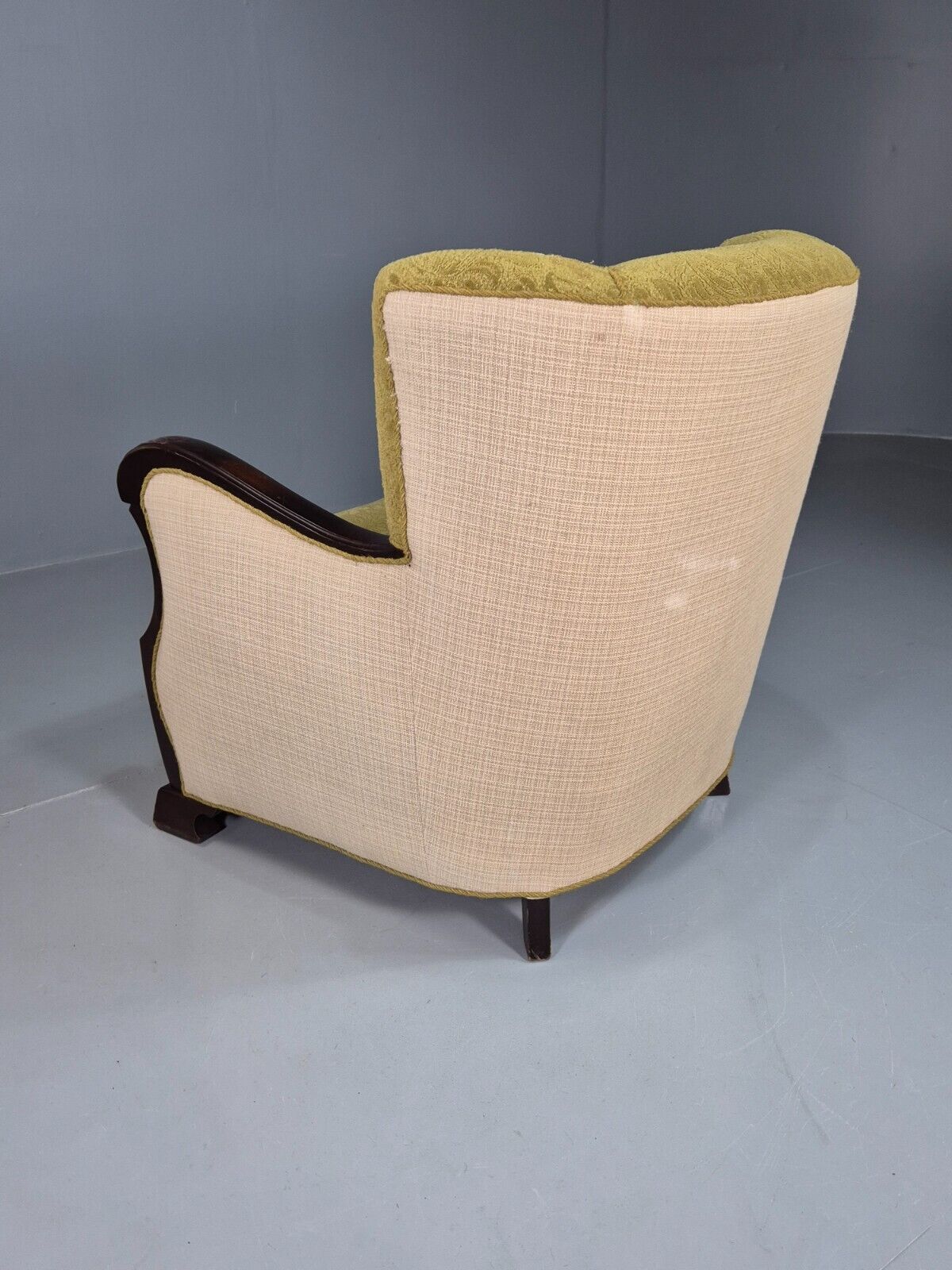 Vintage Danish Lounge Chairs Green and Cream Shell Back 1940s Deco EB7658 VCLO - UKDK FURNITURE