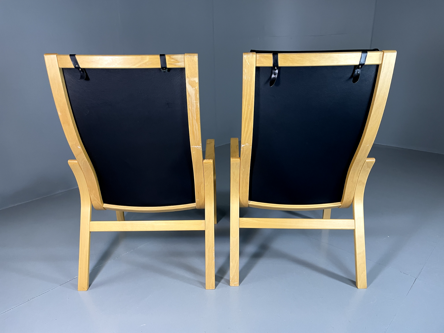 2 Vintage Danish Leather and Bentwood Chairs Ostergaard Retro MCM EB5762 MBEN - UKDK FURNITURE