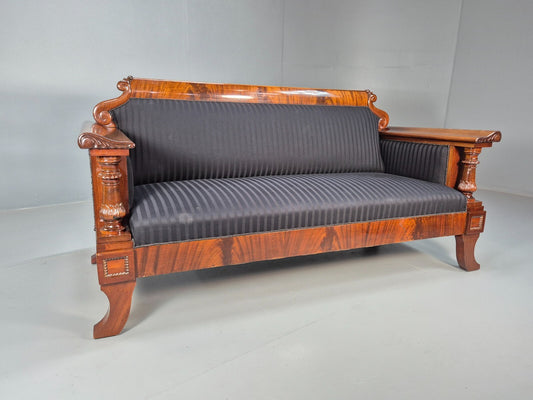 Vintage Scandinavian Biedermeier Mahogany Sofa Charcoal Antique EB9548 V3SS - UKDK FURNITURE