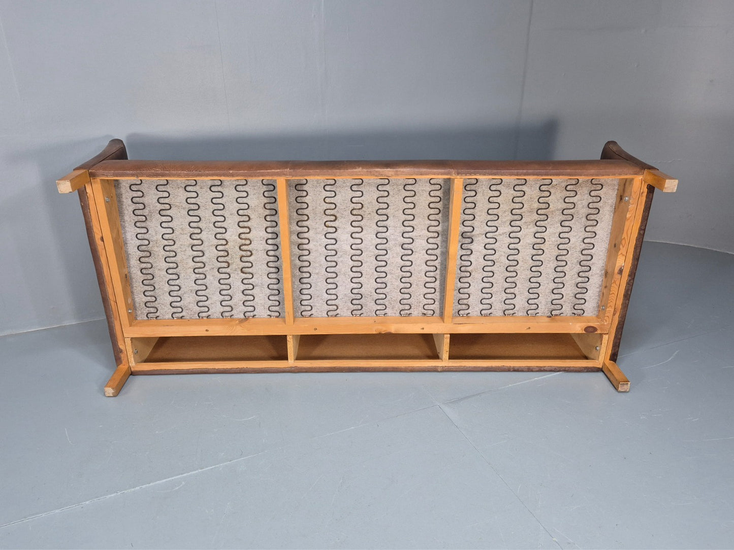 Mid Century Three seater Sofa Brown Leather Vintage Danish 1970s EB10077 M3SS10