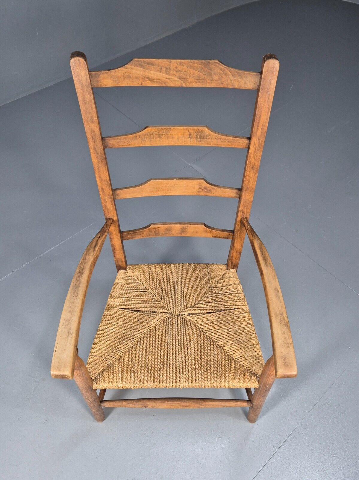 Vintage Danish Ladder Back Chair With Seagrass Seat EB8870 VBER - UKDK FURNITURE