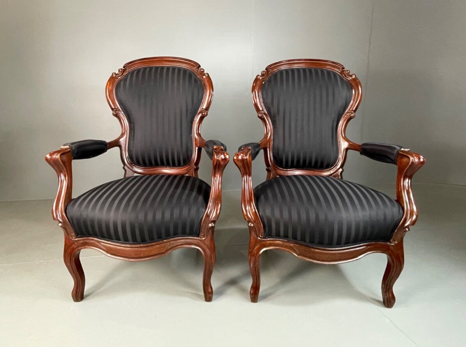 EB4818 Two Danish Balloon back Mahogany Framed Chairs, Antique, Vintage VCAR - UKDK FURNITURE