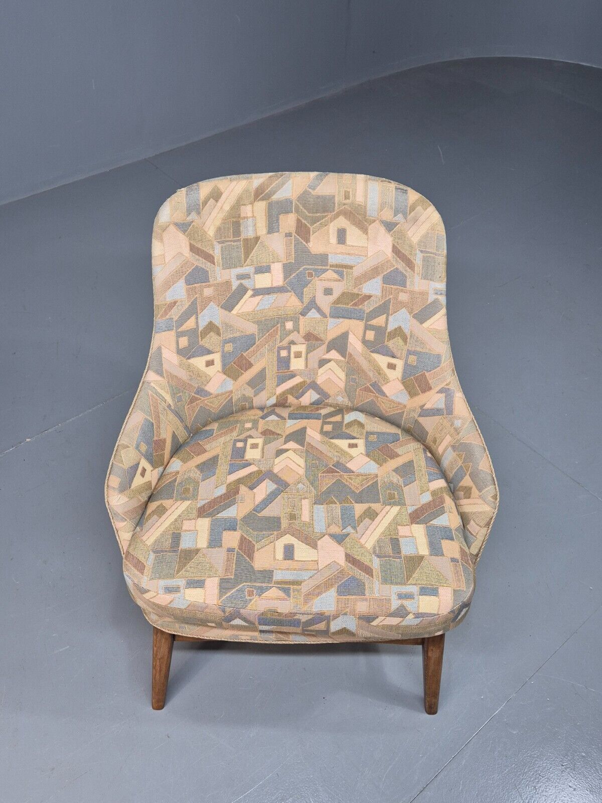 Vintage Danish Lounge Chair Multi Coloured Curved Retro 1950s MCM EB8253 MNOR - UKDK FURNITURE