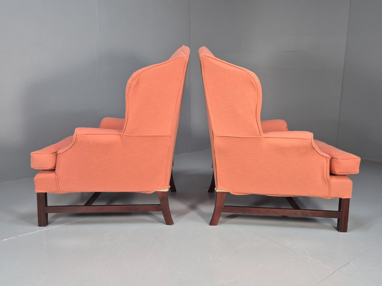 2 Vintage Georgian Style Wingback Armchairs 1950s Reproduction EB9469 VCLO - UKDK FURNITURE