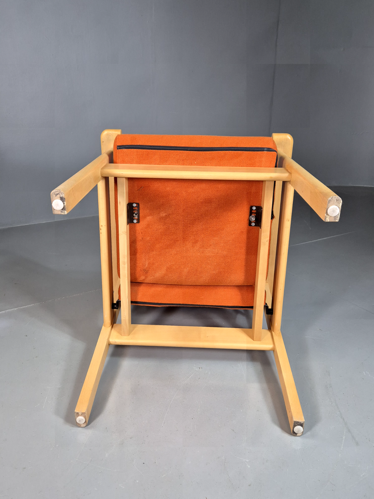 Vintage Danish Elbow Chair Orange Wool Beech Frame 1980s Retro EB7197 MNOR - UKDK FURNITURE