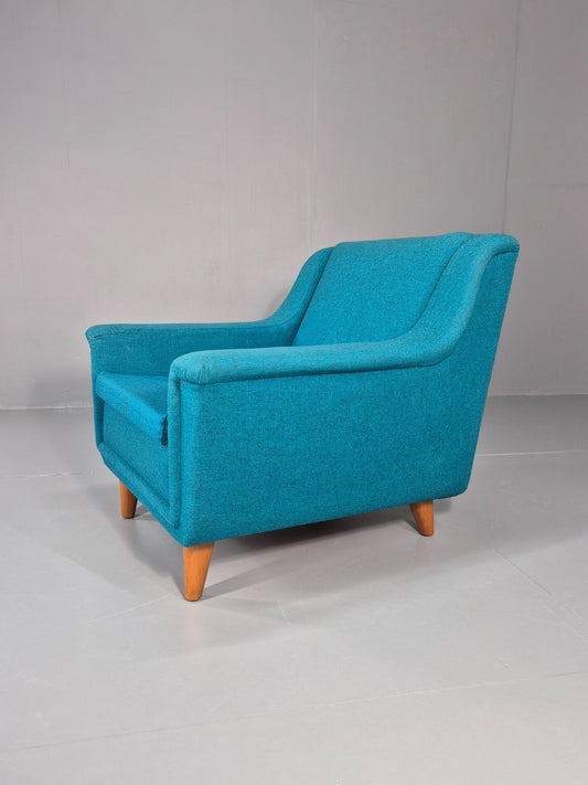 Vintage Swedish Lounge Chair 1960s Retro Dux Mid Century Blue Wool EB11104 MNOR1