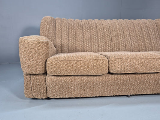 Vintage Art Deco Couch 3 Seat Recent Upholstery Beige Wool 1940s EB9683 V3SS - UKDK FURNITURE
