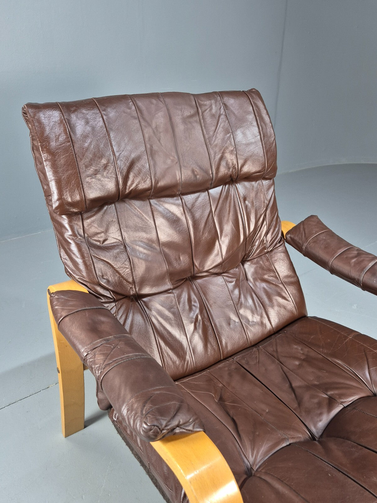 Brown Leather Bentwood Armchair Danish Modern Design Mid Century EB9248 MBEN - UKDK FURNITURE