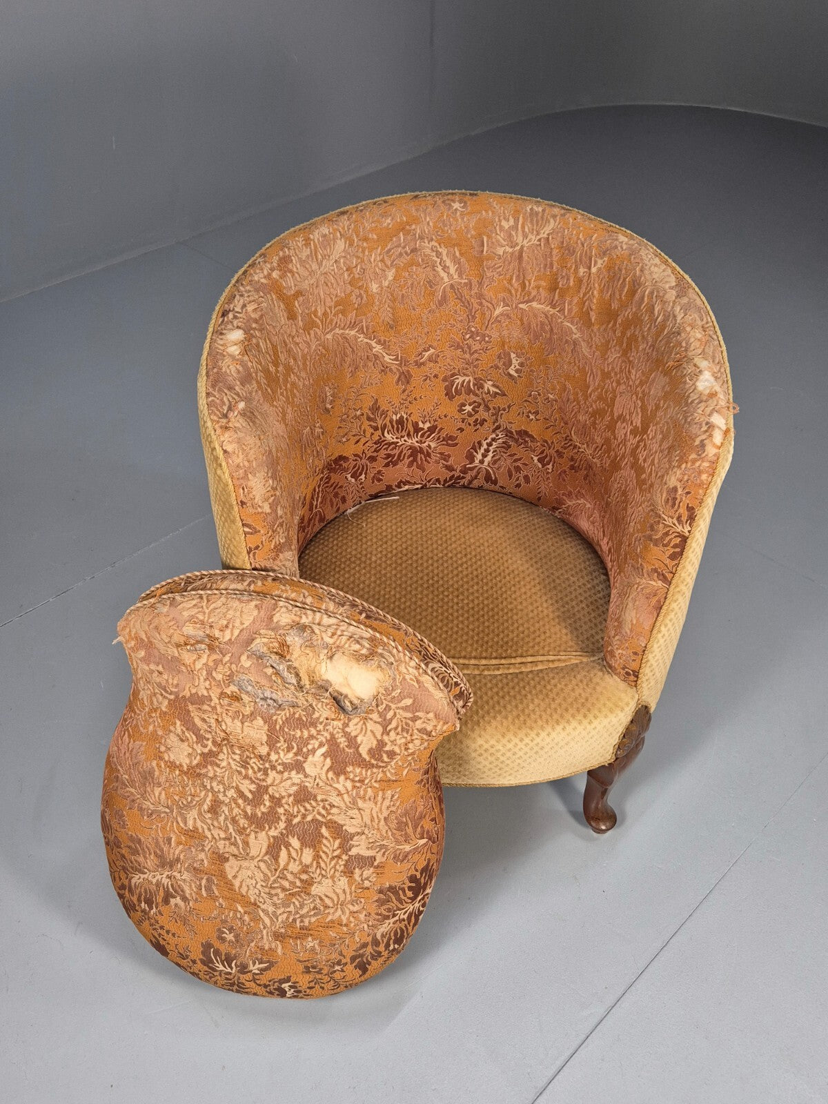 Vintage Danish Art Deco Tub Chair Gold Moquette Upholstery 1920s EB9055 VCLO - UKDK FURNITURE