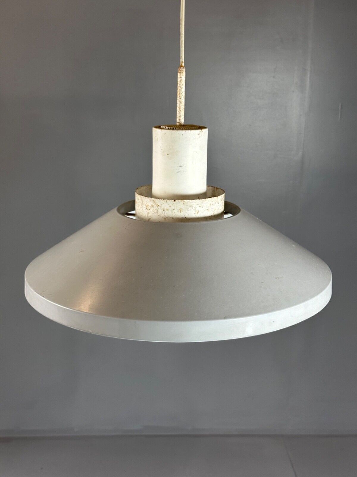 Danish Retro Industrial White And Grey Aluminium Pendent Light EB4648 LCLW - UKDK FURNITURE