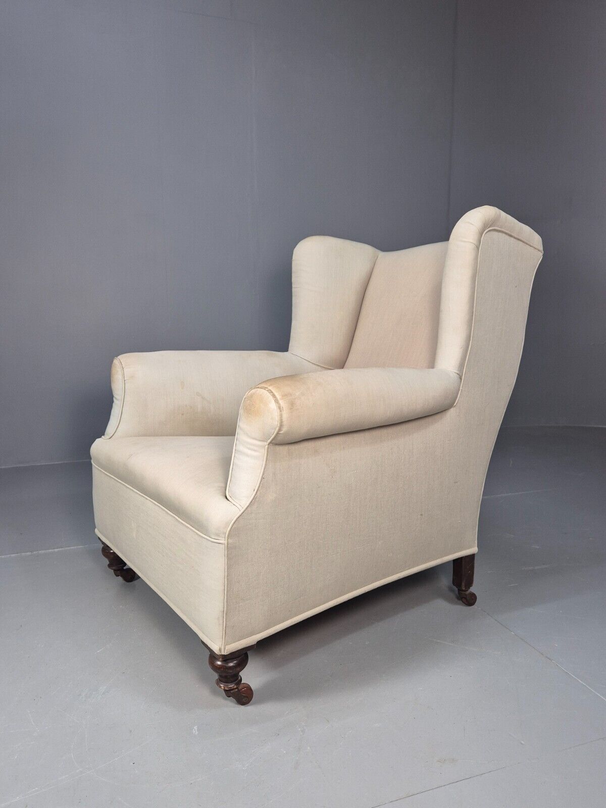 Vintage Wingback Lounge Chair Calico Antique Upholstery Project EB8735 VCLO - UKDK FURNITURE